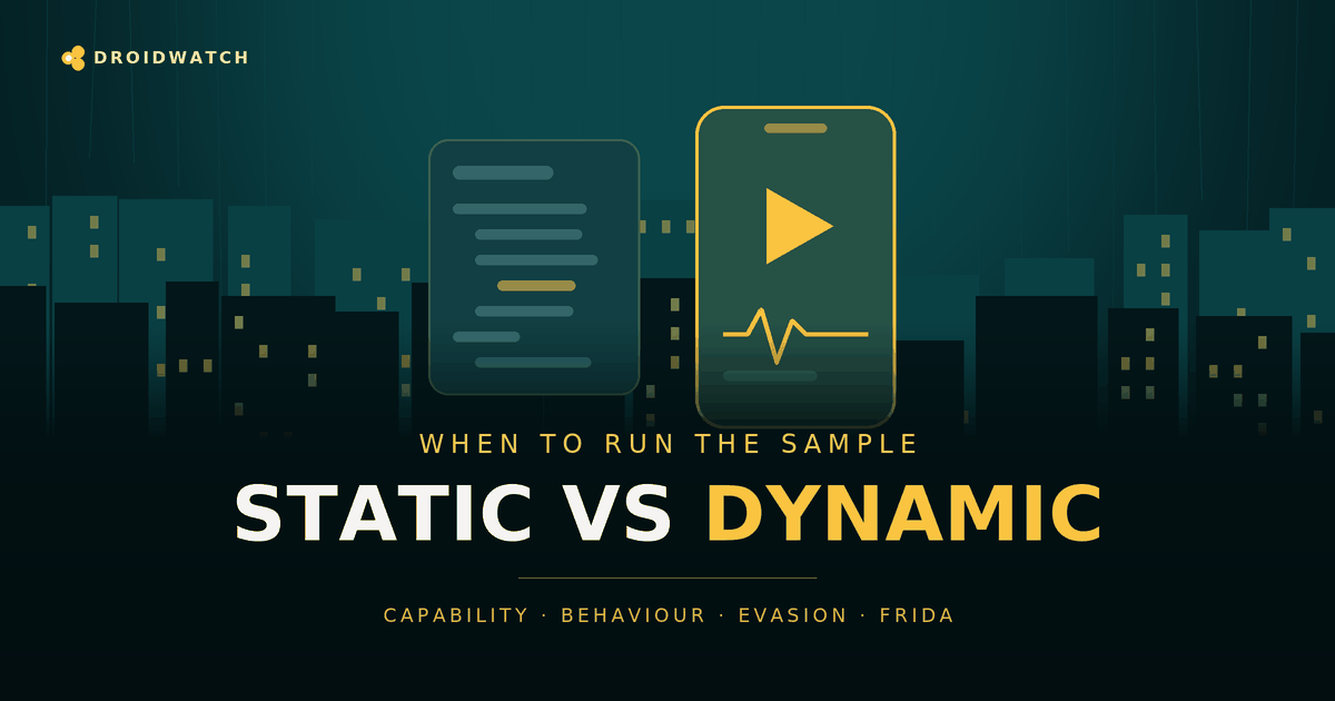 Static vs Dynamic Analysis of Android Malware